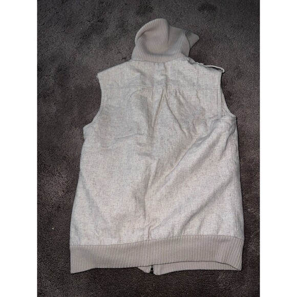 LS Ayres Zip Up Vest Mens Small Cream Cowl Neck Wool Blend Argentina Warm Preppy - Picture 5 of 10